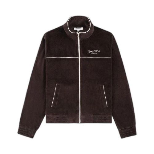 Sporty & Rich Script Velour Track Jacket 'Chocolate'