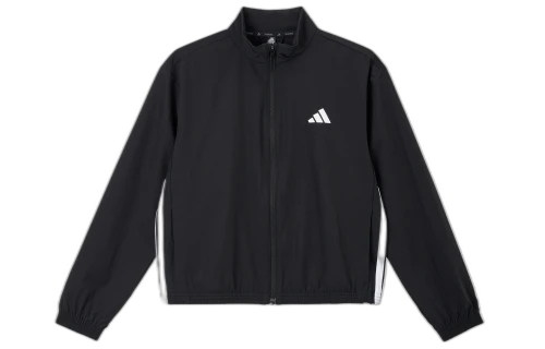 adidas Train Essentials 3-Stripes Woven Warm-Up Jacket 'Black White' (Women's)