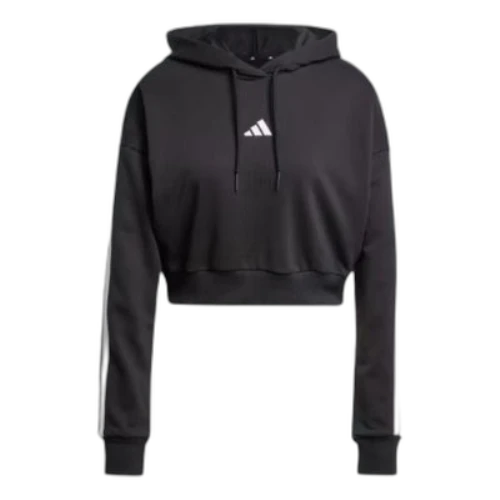 adidas Essentials 3-Stripes French Terry Crop Hoodie 'Black' (Women's)