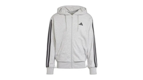 adidas Essentials 3-Stripes French Terry Full-Zip Hoodie Medium Grey Heather/Black