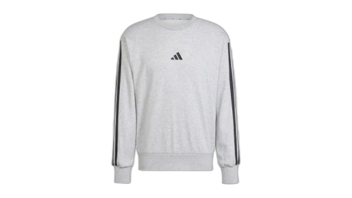 adidas Essentials 3-Stripes French Terry Sweatshirt Medium Grey Heather/Black