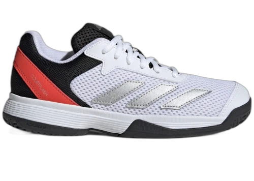 adidas Courtflash Cloud White Silver Metallic Bright Red (PS/GS)