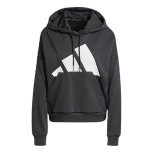 adidas Essentials Big Logo French Terry Loose Hoodie 'Black White' (Women's)
