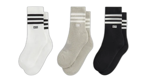 Kith x adidas Football Socks (Set of 3) White/Gray/Black
