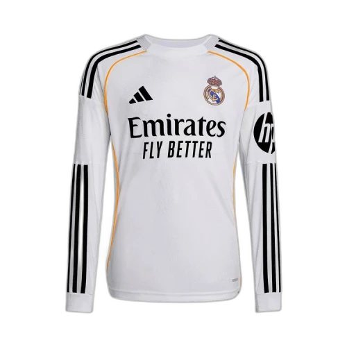 adidas Real Madrid 25/26 Long Sleeve Home Jersey White