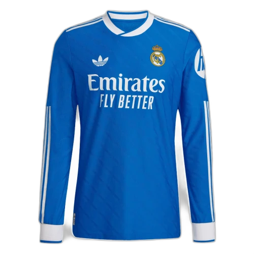 adidas Real Madrid 25/26 Long Sleeve Third Authentic Jersey Blue Bird