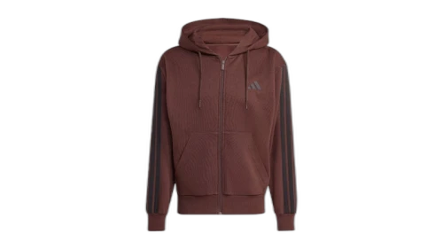adidas Essentials 3-Stripes Fleece Hoodie Shadow Brown Black