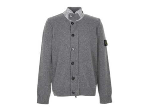 Stone Island Zip Up Cardigan Gray