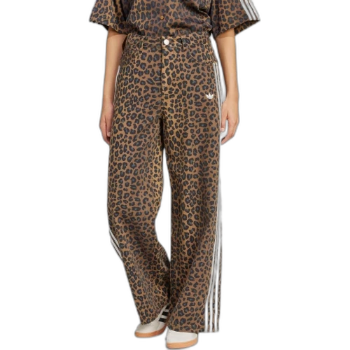 Adidas Originals leopard-print striped jeans