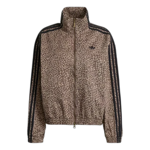 adidas Firebird Oversized Aop Denim Jacket 'Earth Strata Stone Khaki' (Women's)