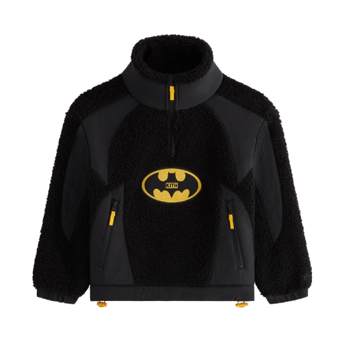 Kith Kids x Batman Quarter Zip Sherpa Jacket 'Black'