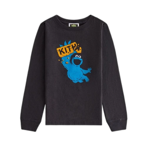 Kith Kids x Sesame Street Cookie Vintage Long-Sleeve Tee 'Black'