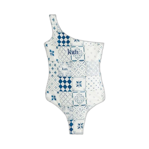 Kith Kids Azulejo Tiles One Shoulder Swimsuit 'Waffle'