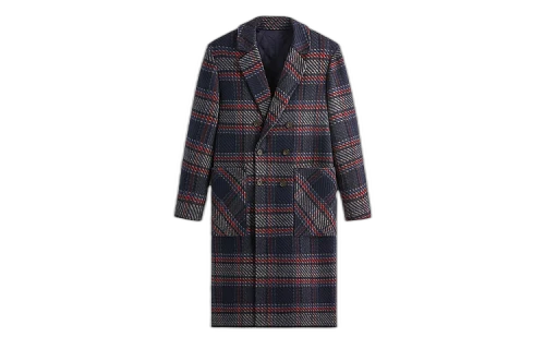 Kith For Bergdorf Goodman Plaid Double Breasted Royce Coat 'Nocturnal'