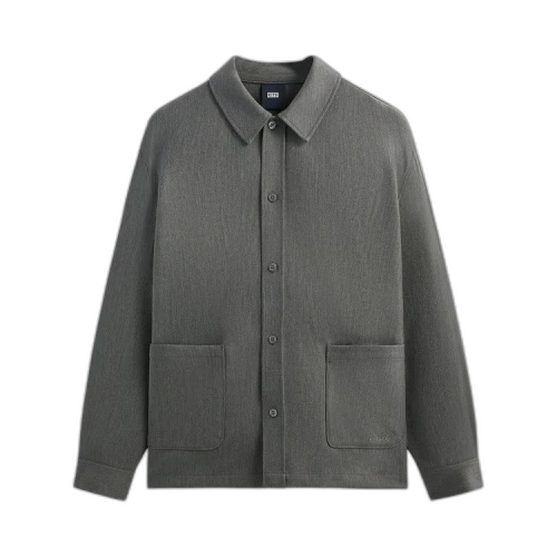 Kith Double Weave Boxy Collared Overshirt 'Medium Heather Grey'