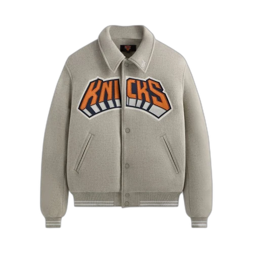 Kith For The New York Knicks Empire Wool Coaches Jacket 'Light Heather Grey'