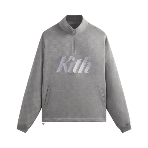 Kith Double Knit Davis Quarter Zip Pullover 'Concrete'
