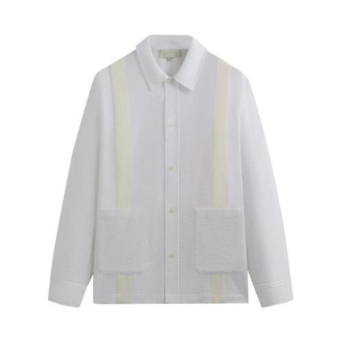 Kith Seersucker Long-Sleeve Boxy Collared Overshirt 'White'