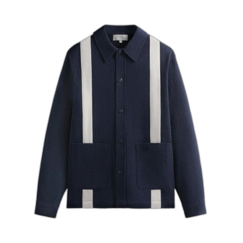 Kith Seersucker Long-Sleeve Boxy Collared Overshirt 'Nocturnal'
