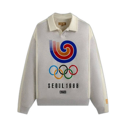Kith For Olympics Heritage Nelson Collared Pullover 'Light Heather Grey'