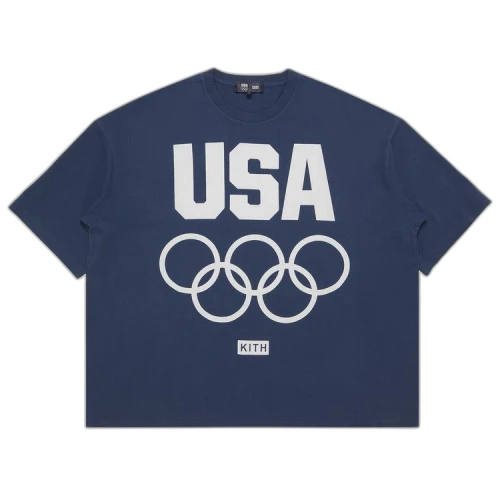 Kith For Team USA Washed Bishop Tee 'Sea'