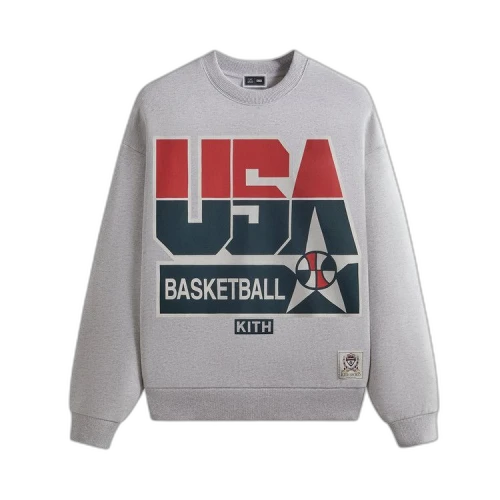 Kith For USA Basketball Legend Vintage Nelson Crewneck 'Light Heather Grey'