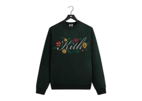 Kith Floral Script Nelson Crewneck Light Heather Grey