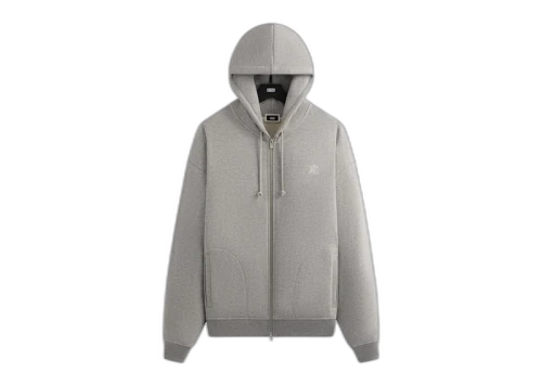 Kith Suede Fleece Nelson Full Zip Hoodie Medium Heather Grey