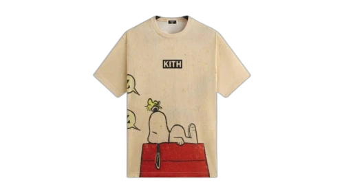 Kith x Peanuts Sleeping Doghouse Comic Vintage Tee Sandrift