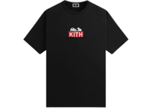 Kith x Peanuts Doghouse Classic Logo Tee Black
