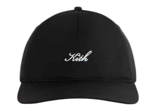 Kith Script Wrinkle Nylon Bay Low Profile Pinch Crown Cap Black