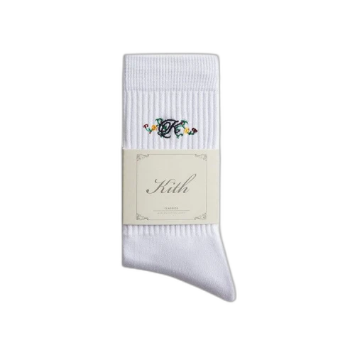 Kith Floral Script K Socks 'White'