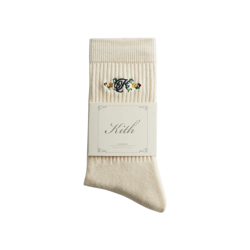 Kith Floral Script K Socks 'Sandrift'