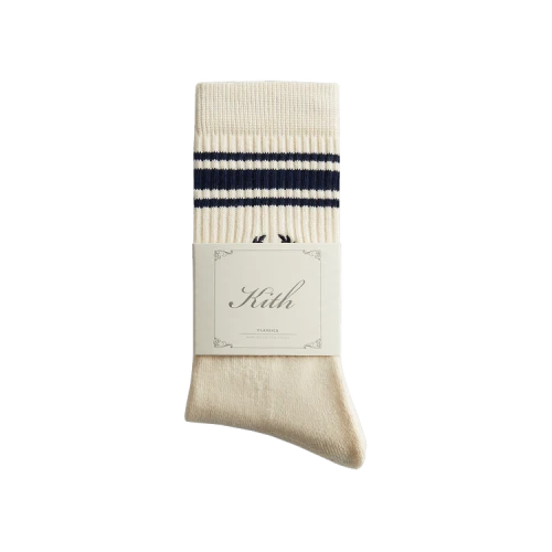 Kith Striped Script Laurel Kith Logo Sock 'Sandrift'
