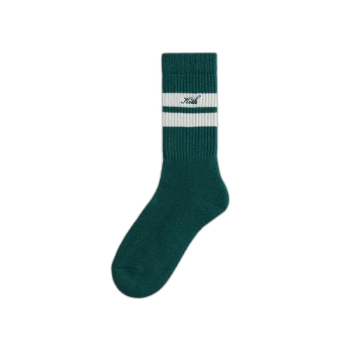 Kith Stripe Crew Socks With Script Embroidery 'Heather Stadium'