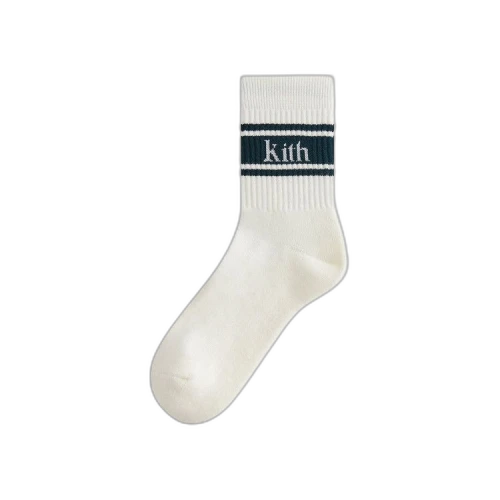 Kith Striped Mid Crew Cotton Socks With Jacquard Logo 'Stadium'