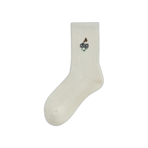 Kith Butterfly Box Logo Mid Crew Socks 'White'
