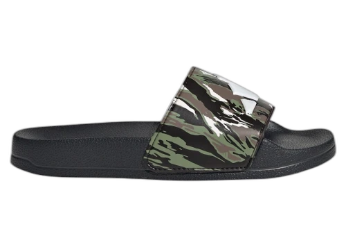adidas Adilette Shower Logo Sandals Black White Tent Green Camo (GS)