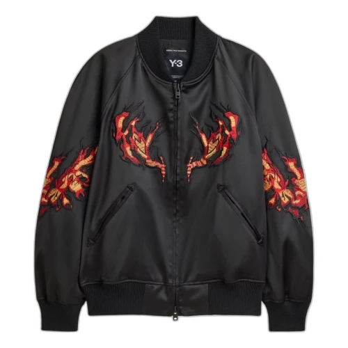 adidas x Y-3 Embroidered Graphic Satin Souvenir Jacket Asia Sizing 'Black'