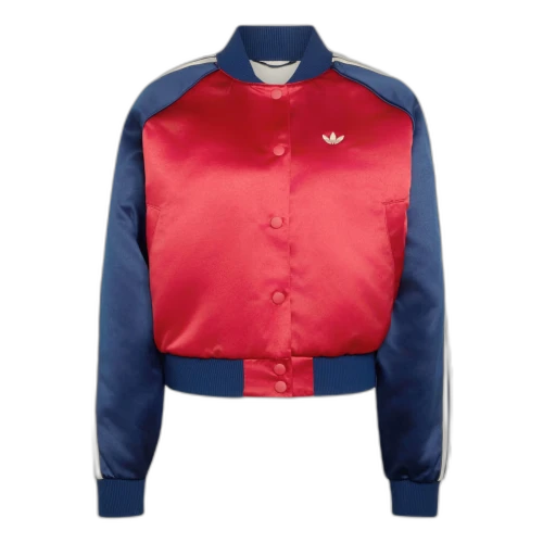 adidas Satin Bomber Jacket Asia Sizing 'Team Victory Red Night Indigo Warm Vanilla' (Women's)