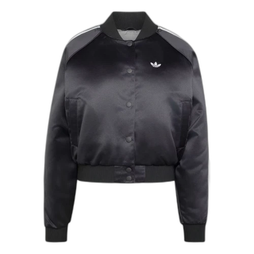 adidas Satin Bomber Jacket Asia Sizing 'Black White Grey Three' (Women's)