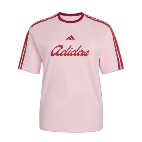 Adidas T Shirts Women's Clear Pink Crew Neck Moderate