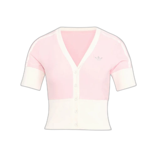 Adidas Originals Shirts Women's Light Pink/White V Neck Moderate