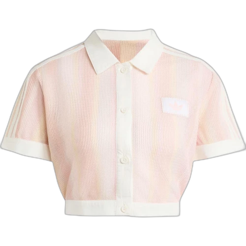 adidas Summer Glow Striped Cropped Polo Asia Sizing 'Sandy Pink' (Women's)