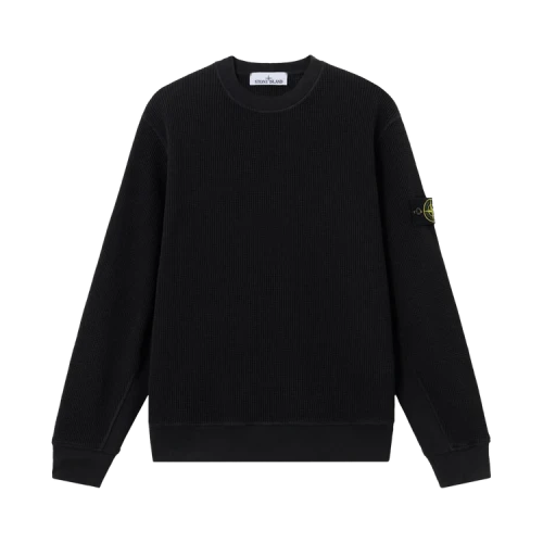 Stone Island Organic Cotton Waffle Fleece Sweatshirt 'Black'