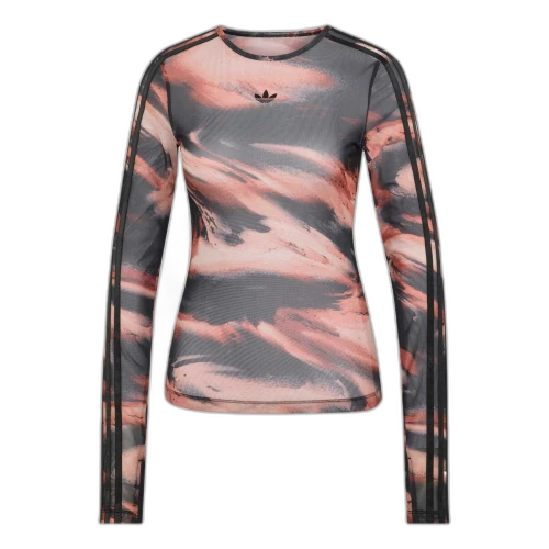 adidas Graphic Mesh T-Shirt Asia SIzing 'Vermillion Crystal Linen Aurora Coffee' (Women's)