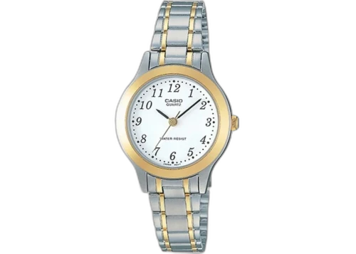 Casio Women’s Two-Tone Gold & Silver Analog Watch with White Dial LTP-1128G-7B