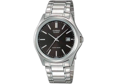 Casio Womens Silver Stainless Steel Analog Watch with Black Dial LTP-1183A-1A