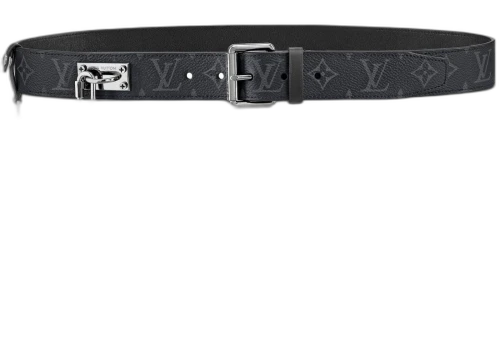 Louis Vuitton Signature Chain Belt Monogram Eclipse 35MM Black Grey