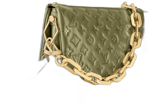 Louis Vuitton Coussin Handbag MM Monogram Embossed Khaki